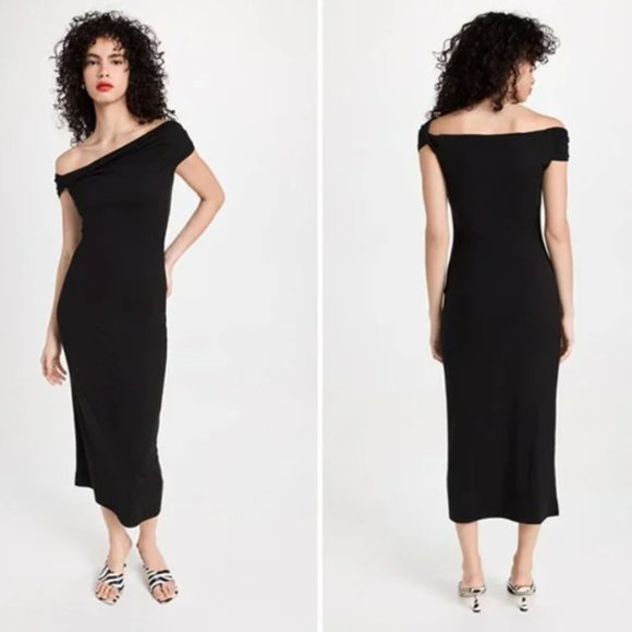 NEW  Reformation Jamen Off Shoulder Knit Midi Dress in Black Size M #1412 - Picture 4 of 11